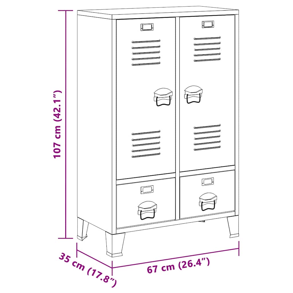 Garderobe industriell stil hvit 67x35x107 cm stål
