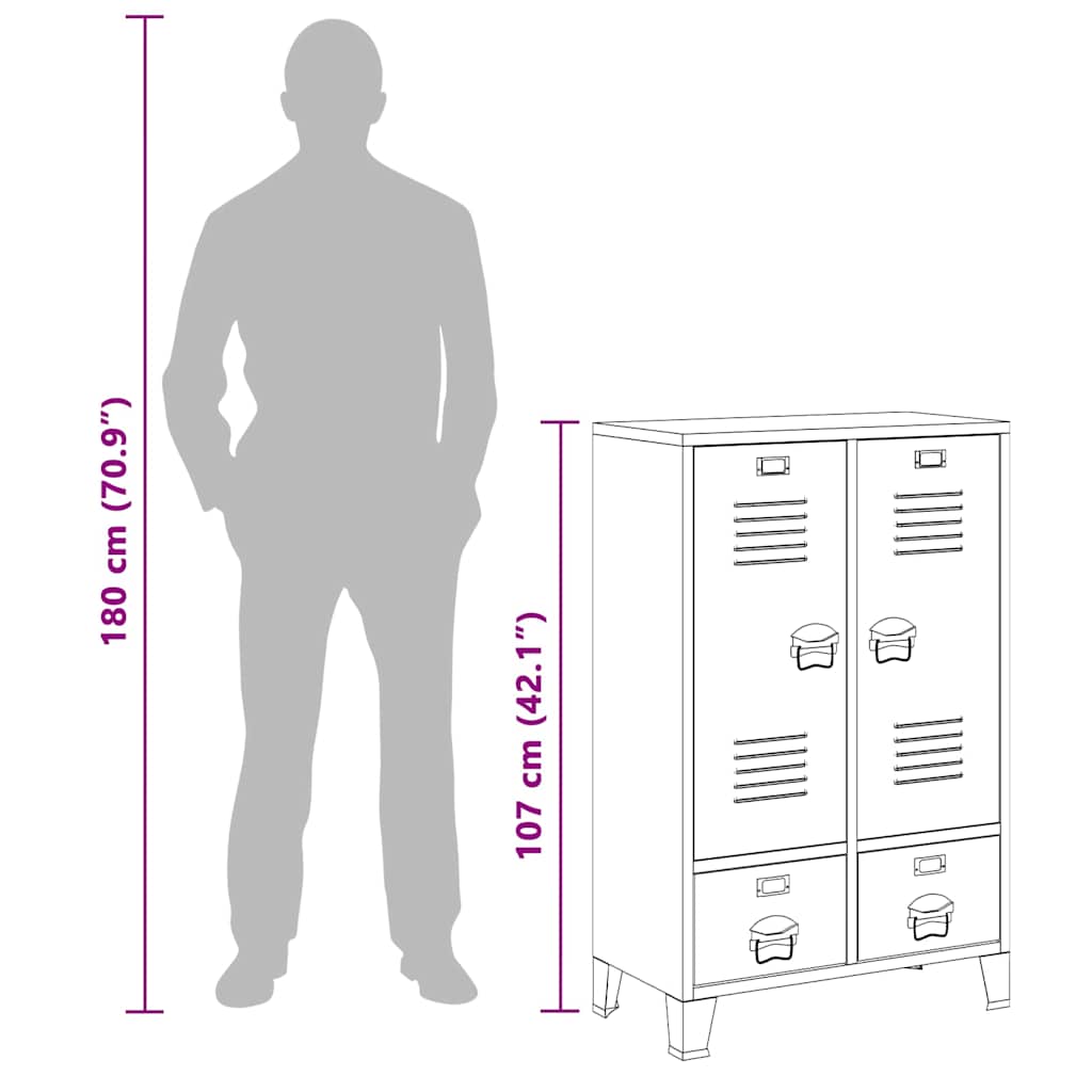 Garderobe industriell stil hvit 67x35x107 cm stål