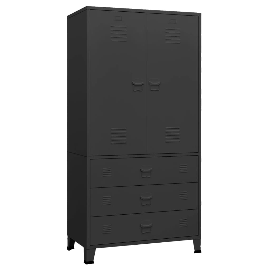Industriell garderobe svart 90x50x180 cm metall