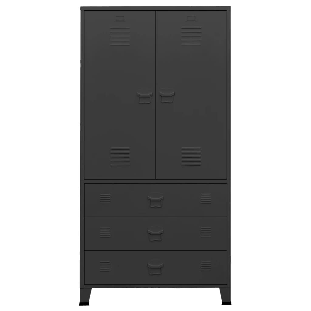 Industriell garderobe svart 90x50x180 cm metall