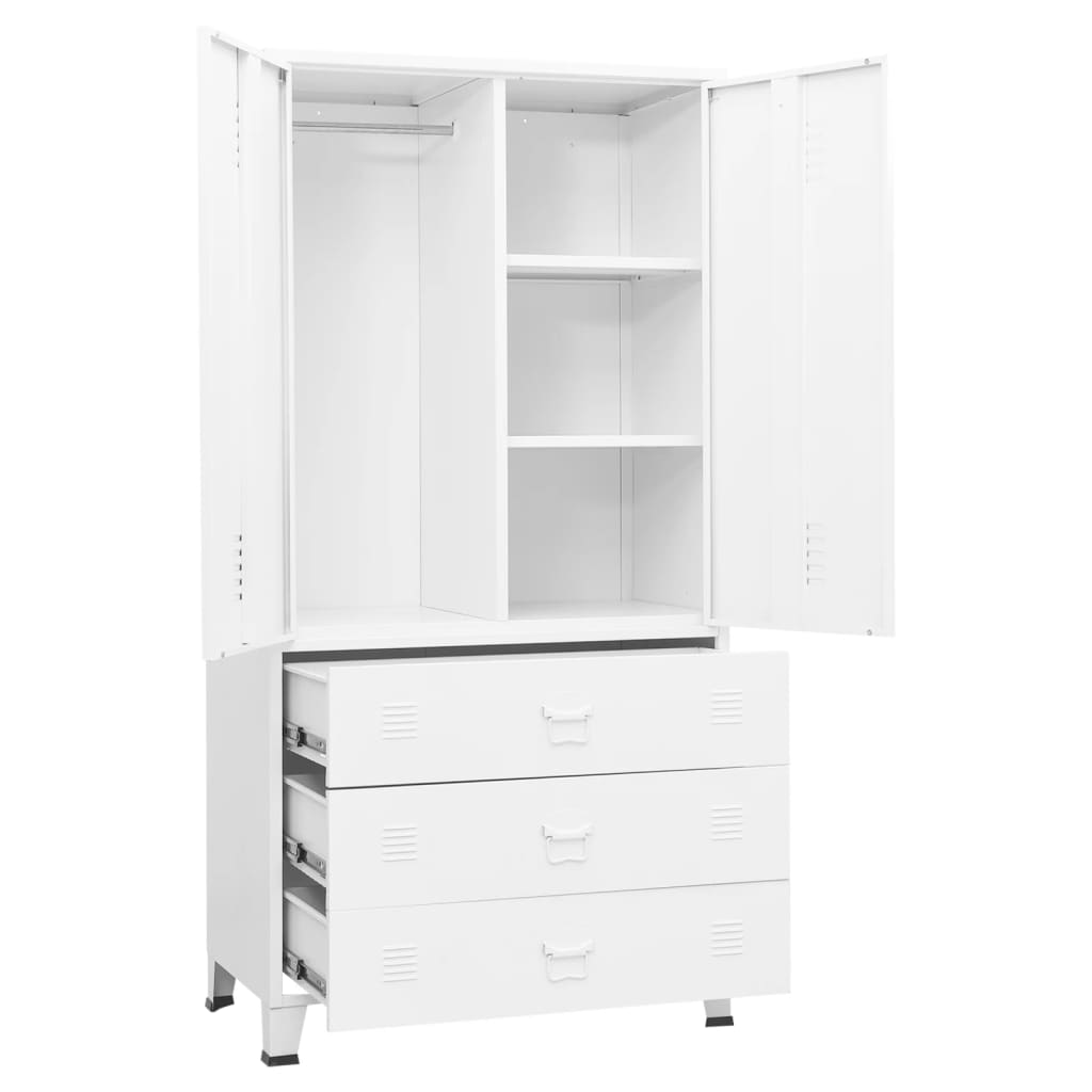 Industriell garderobe hvit 90x50x180 cm metall