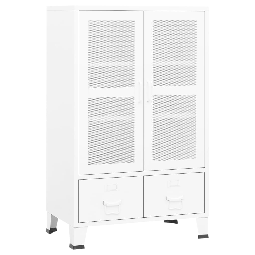 Industriell oppbevaringskiste hvit 70x40x115 cm metall