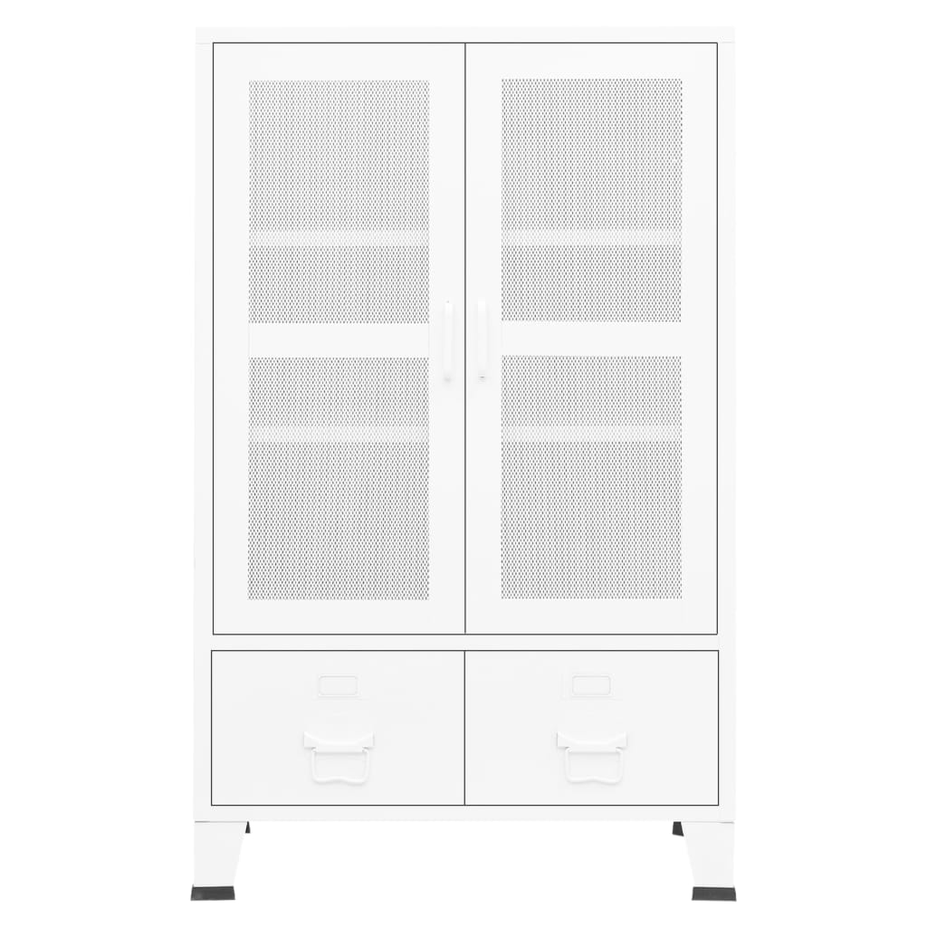 Industriell oppbevaringskiste hvit 70x40x115 cm metall