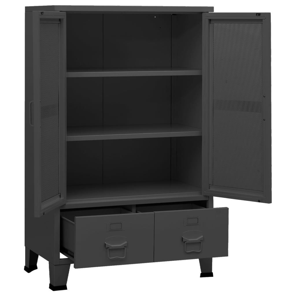 Industriell oppbevaringskiste antrasitt 70x40x115 cm metall