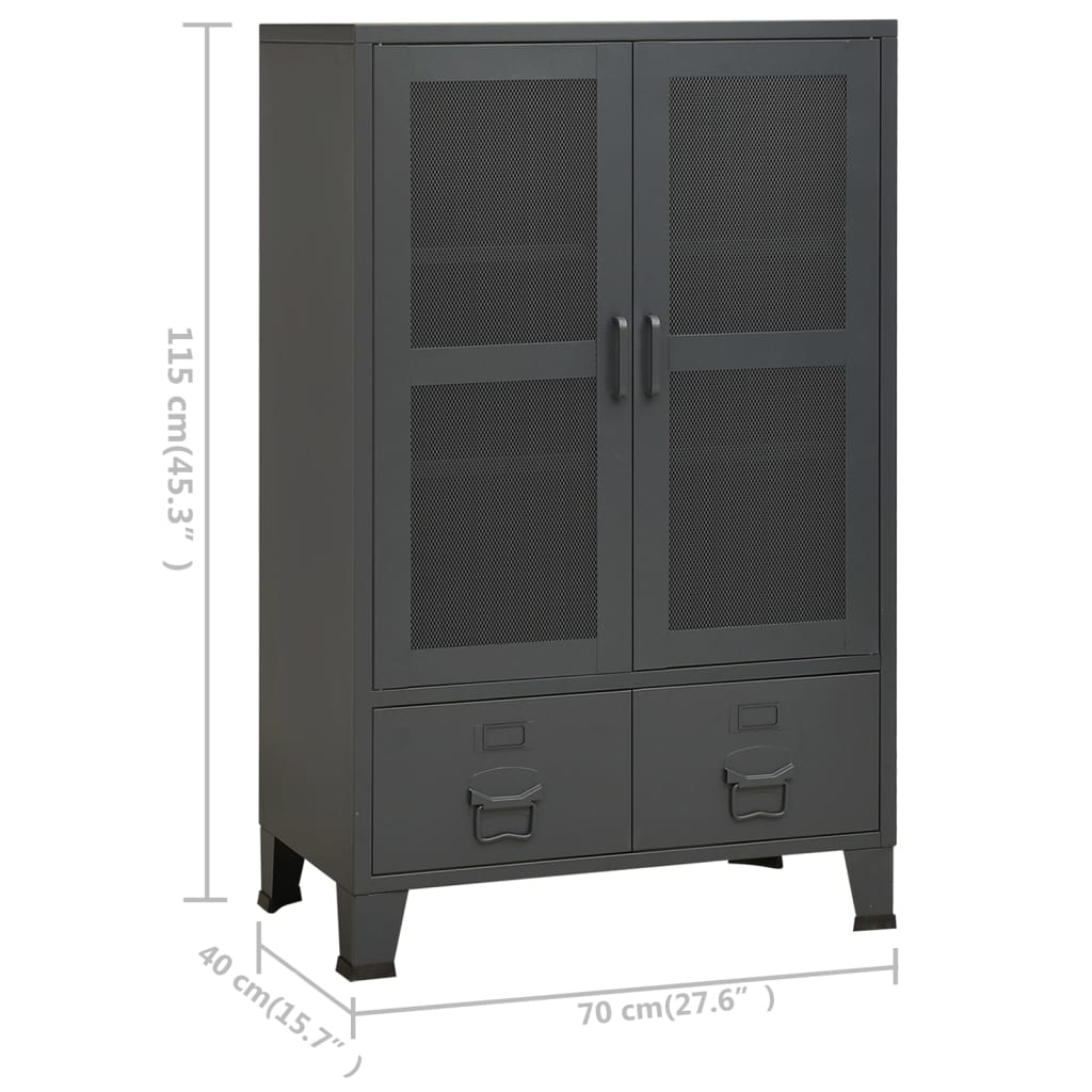 Industriell oppbevaringskiste antrasitt 70x40x115 cm metall