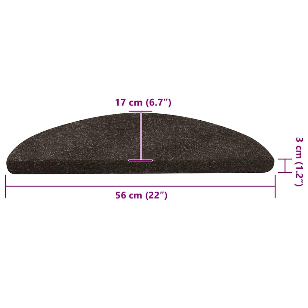 Selvklebende trappematter 15 stk 56x17x3 cm antrasitt