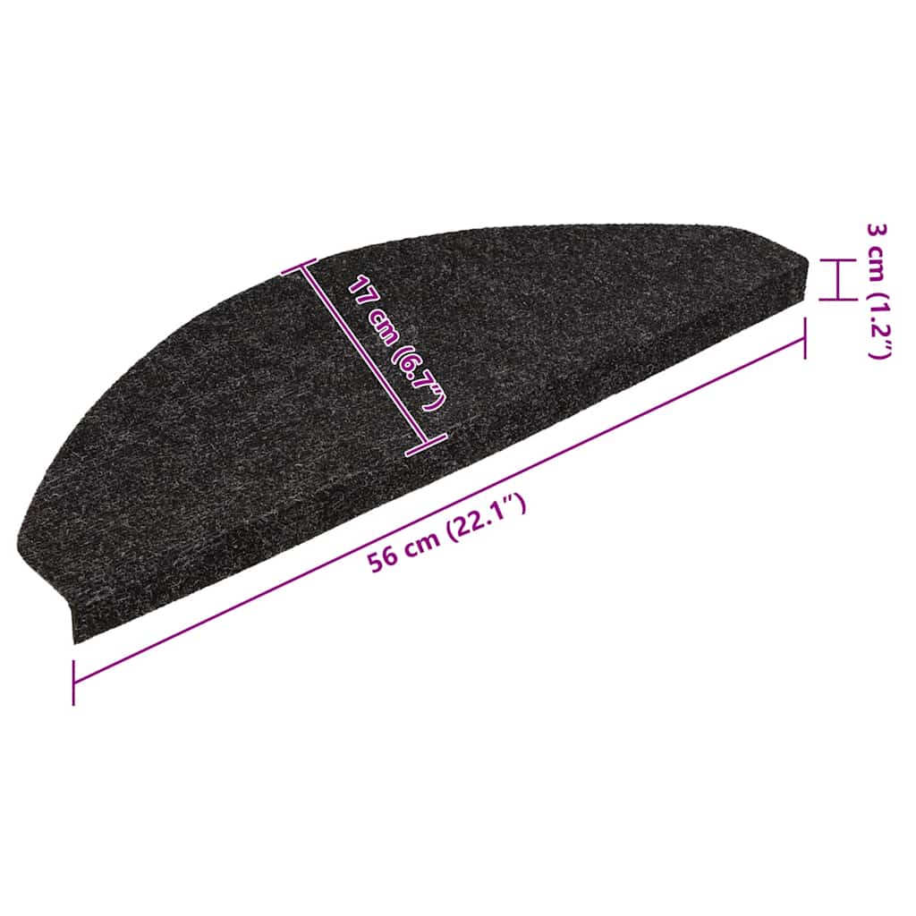 Selvklebende trappematter 15 stk 56x17x3 cm svart