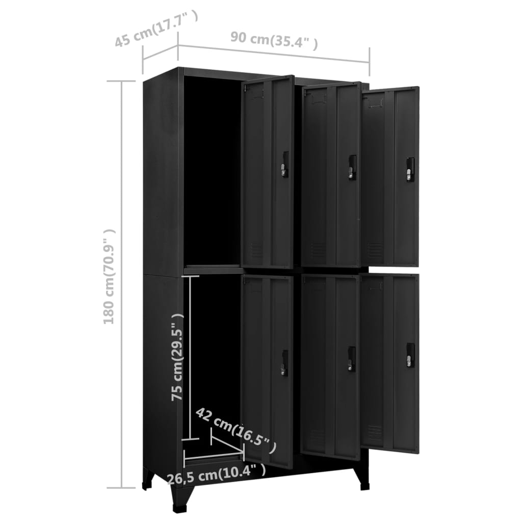 Oppbevaringsskap antrasitt 90x45x180 cm stål