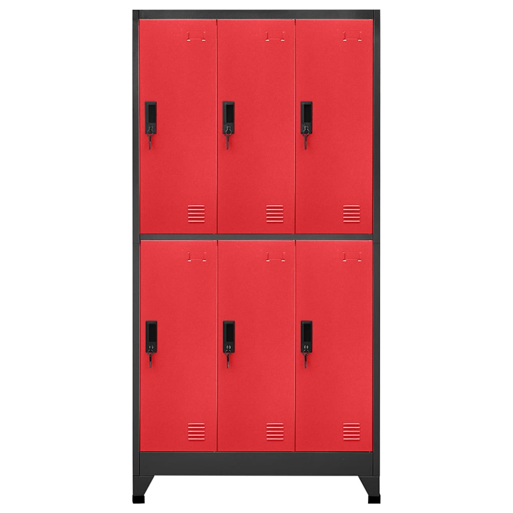 Oppbevaringsskap antrasitt og rød 90x45x180 cm stål