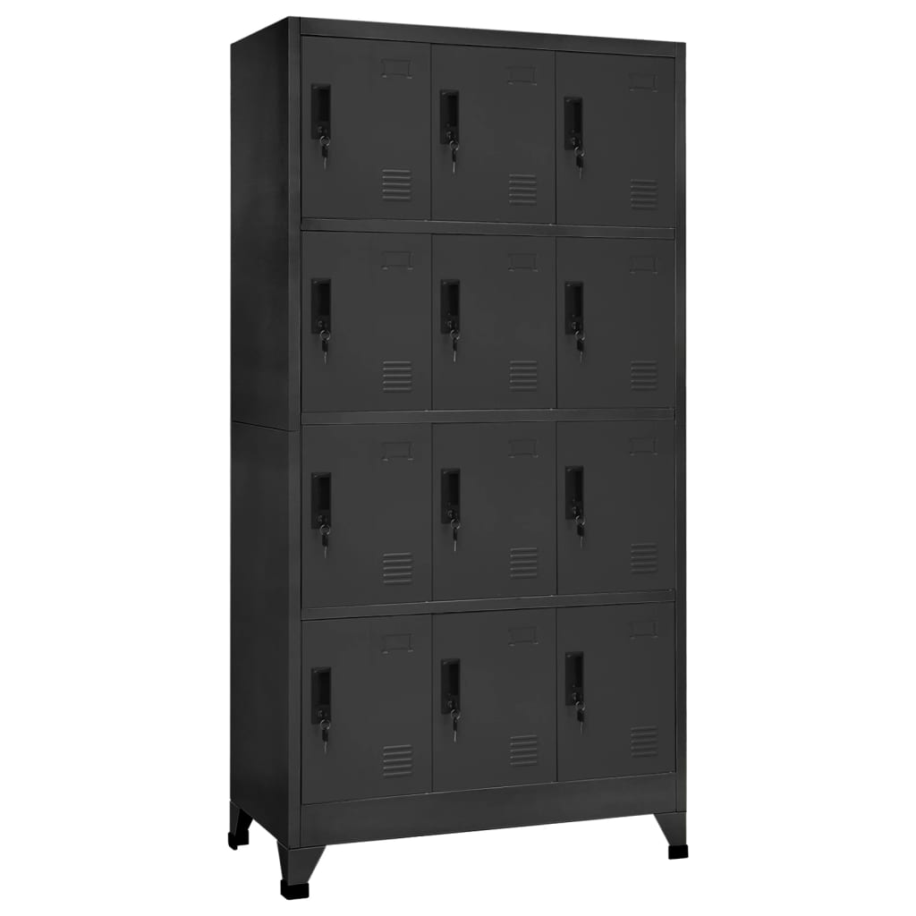 Oppbevaringsskap antrasitt 90x45x180 cm stål