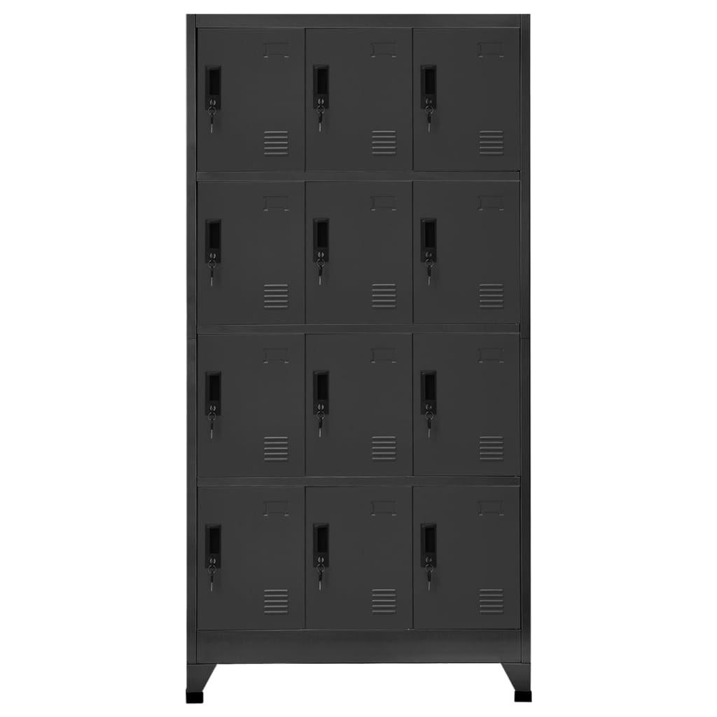 Oppbevaringsskap antrasitt 90x45x180 cm stål