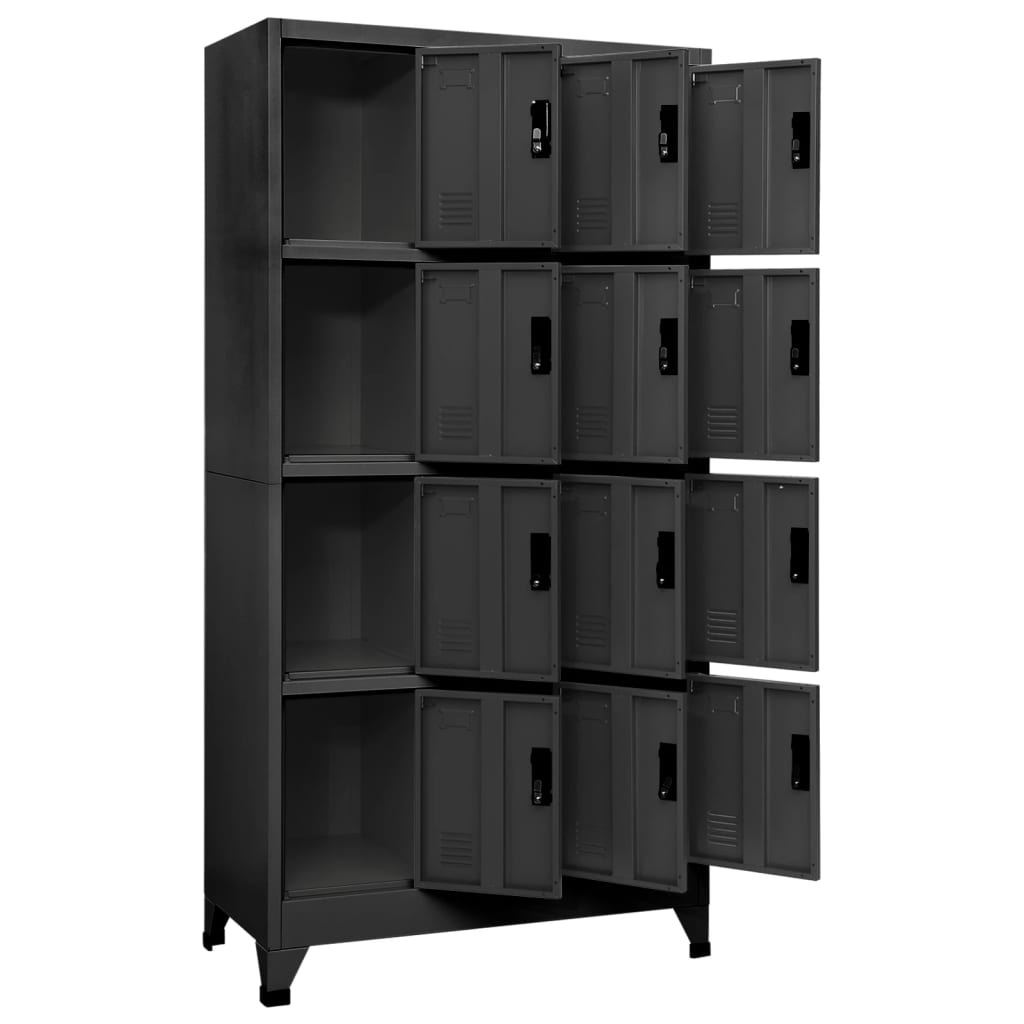 Oppbevaringsskap antrasitt 90x45x180 cm stål