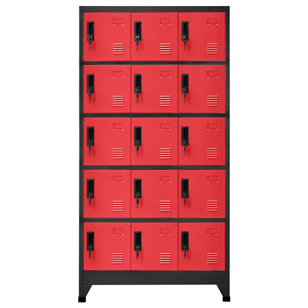 Oppbevaringsskap antrasitt og rød 90x40x180 cm stål