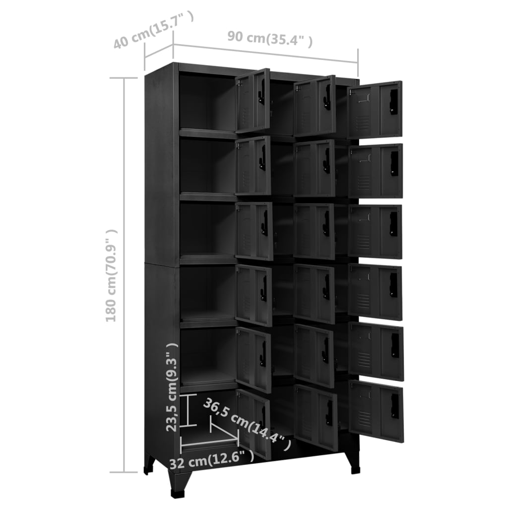 Oppbevaringsskap antrasitt 90x40x180 cm stål