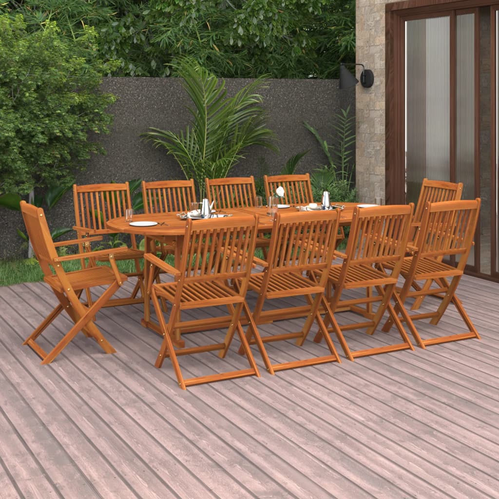 Hagespisegruppe 11 deler 220x90x75 cm heltre akasie