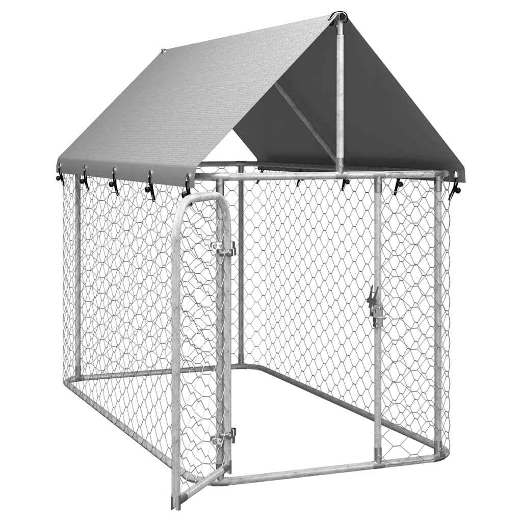Utendørs hundegård med tak 200x100x150 cm
