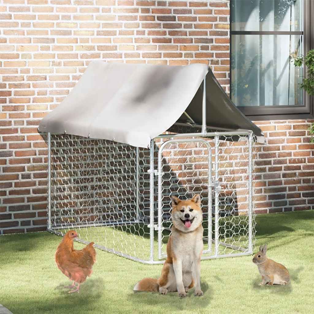 Utendørs hundegård med tak 200x100x150 cm