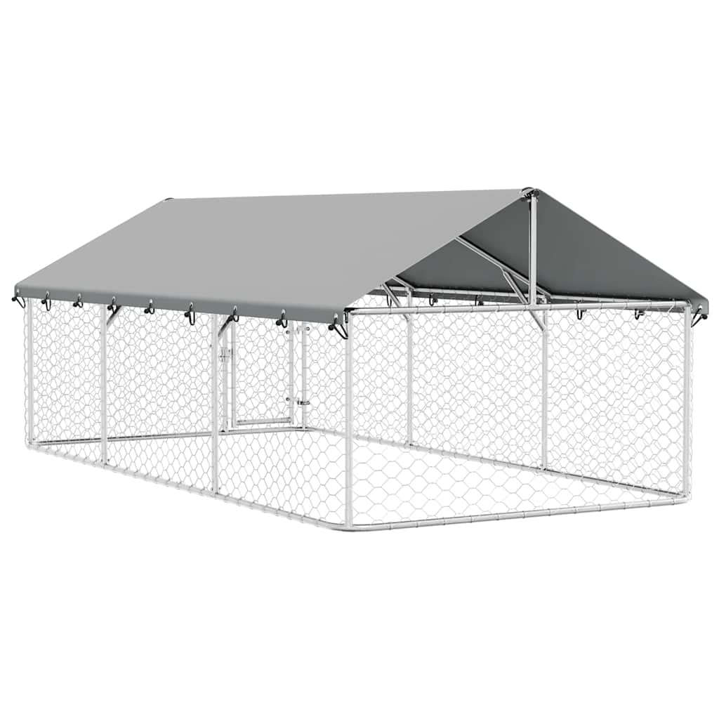 Utendørs hundegård med tak 400x200x150 cm