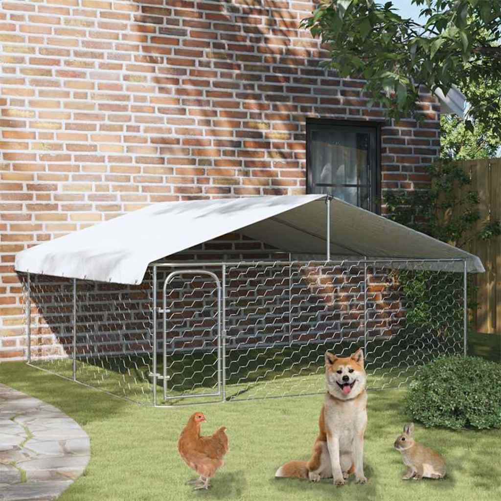 Utendørs hundegård med tak 300x300x150 cm