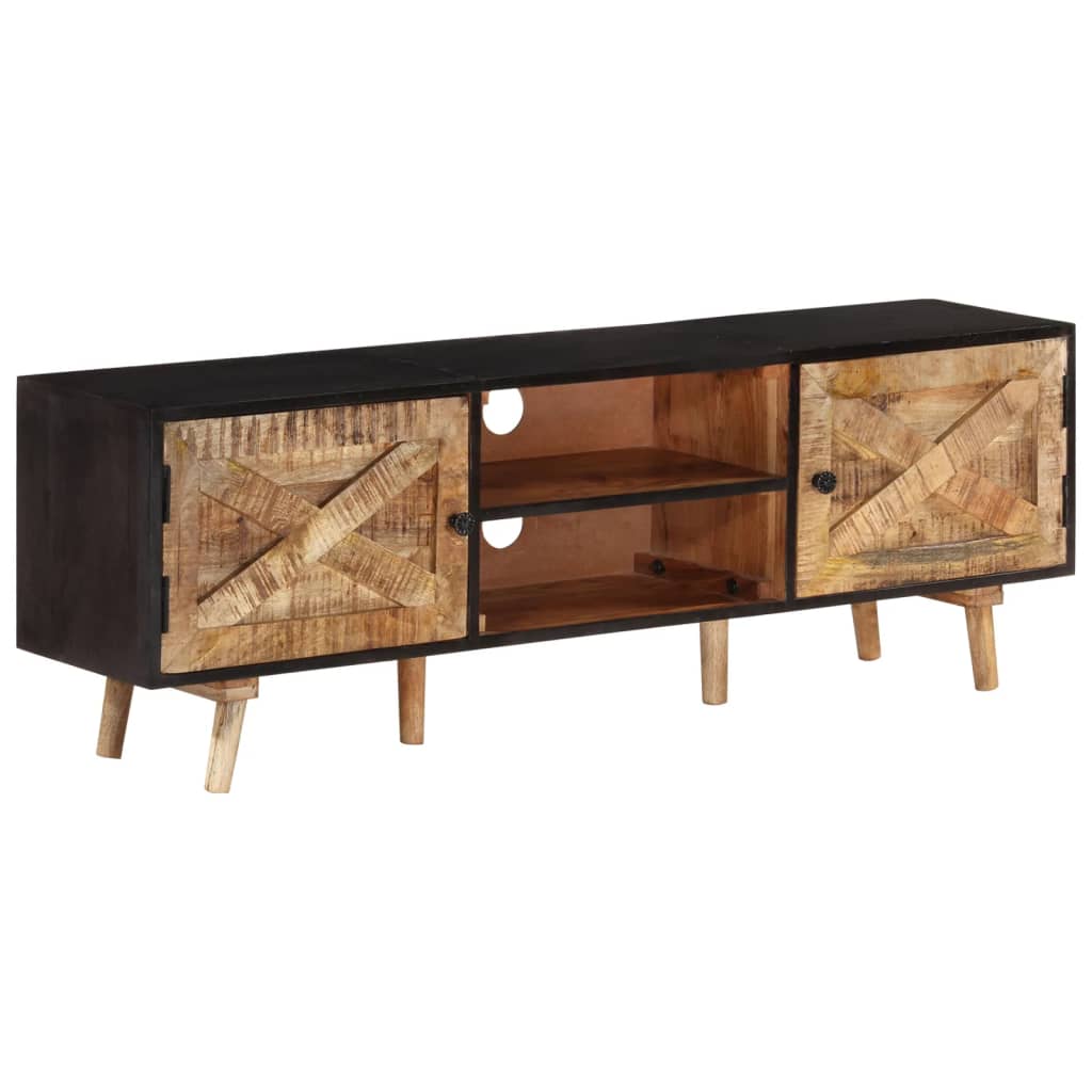 TV-benk 140x30x46 cm grovt mangotre og heltre akasie