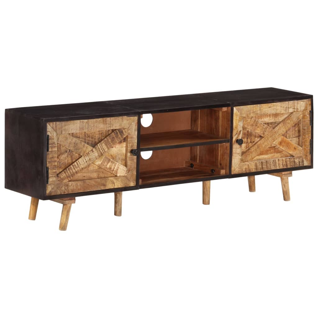TV-benk 140x30x46 cm grovt mangotre og heltre akasie