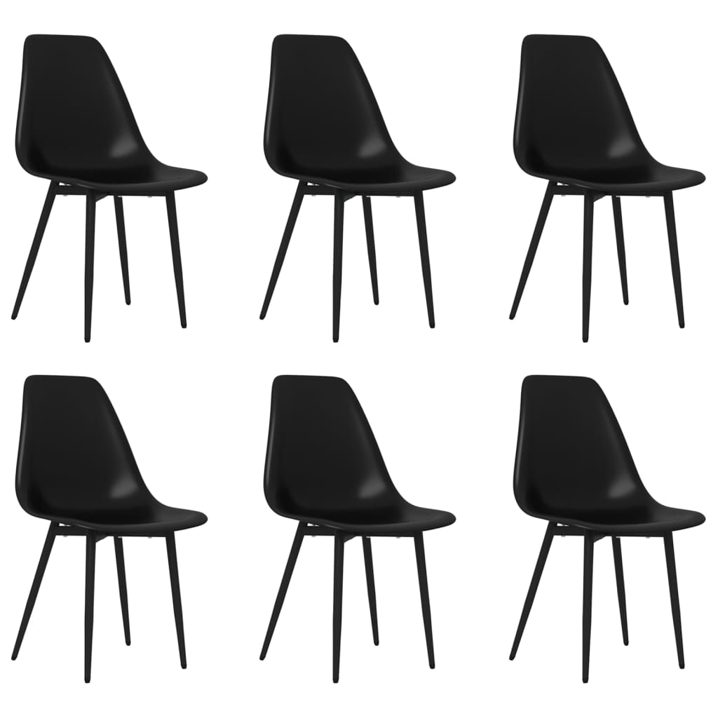 Spisestoler 6 stk svart PP