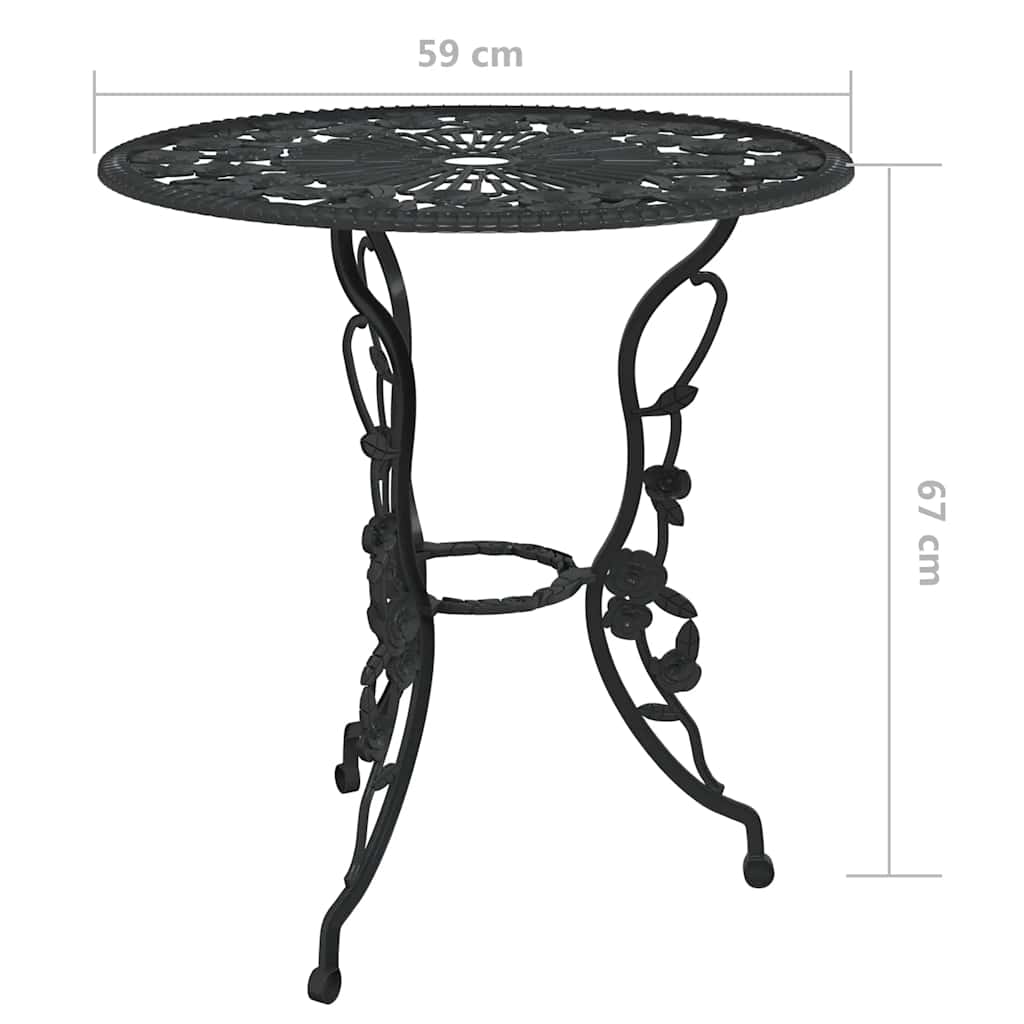 Bistrosett 3 deler støpt aluminium svart vidaXL