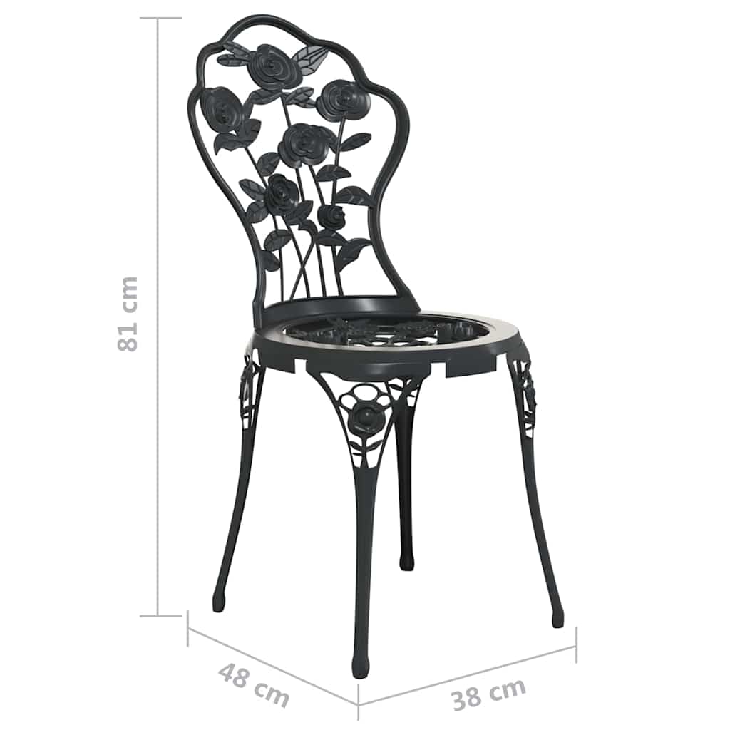 Bistrosett 3 deler støpt aluminium svart vidaXL