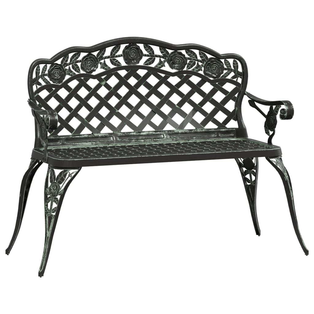 Hagebenk 108 cm støpt aluminium grønn
