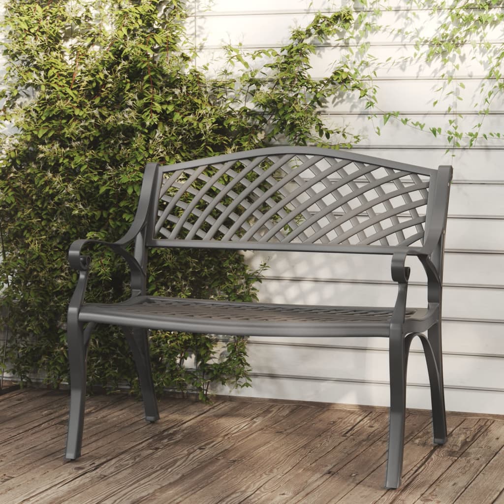 Hagebenk 102 cm støpt aluminium svart vidaXL