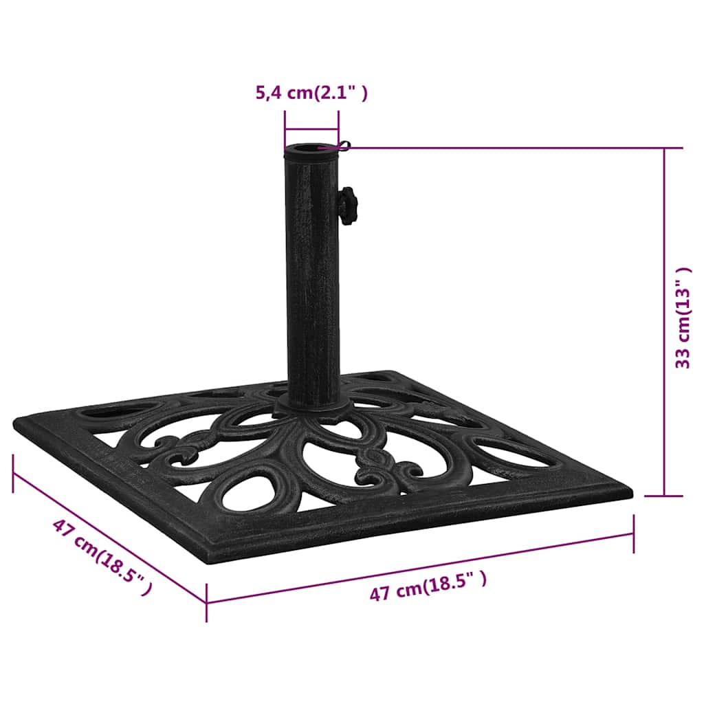 Parasollbase svart 47x47x33 cm støpejern vidaXL