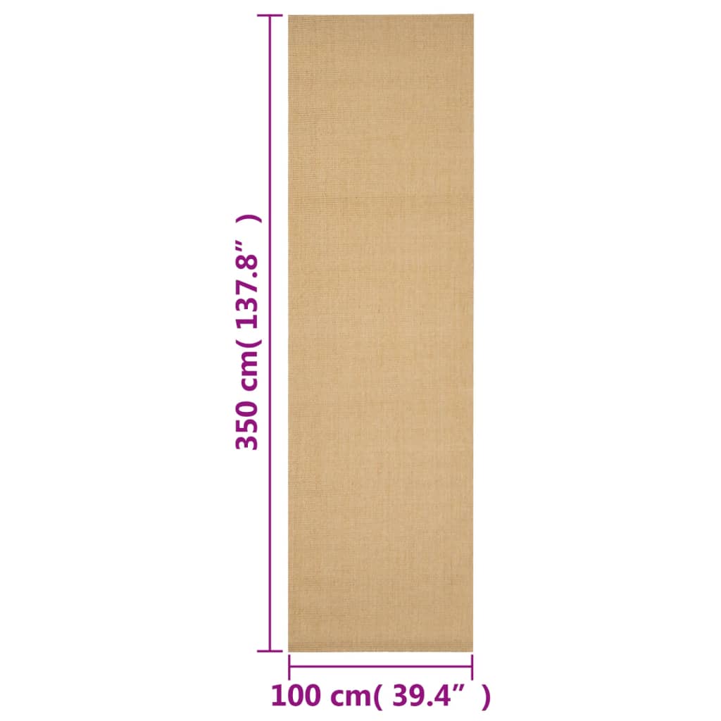 Teppe naturlig sisal 100x350 cm