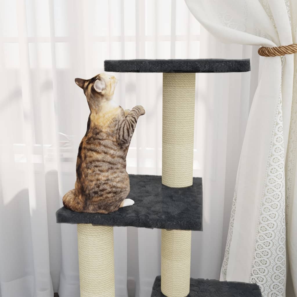 Kattetre med klorestolper i sisal mørkegrå 92 cm