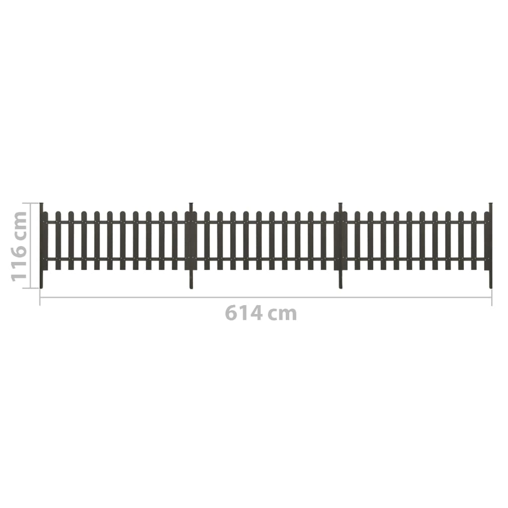 Stakittgjerde med stolper 3 stk WPC 614x80 cm