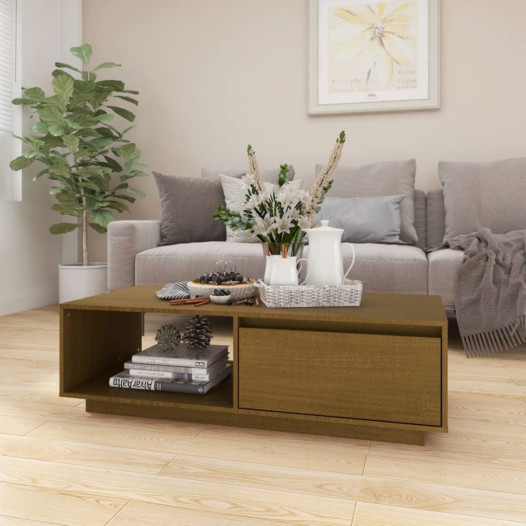 Salongbord 110x50x33,5 cm heltre furu honningbrun