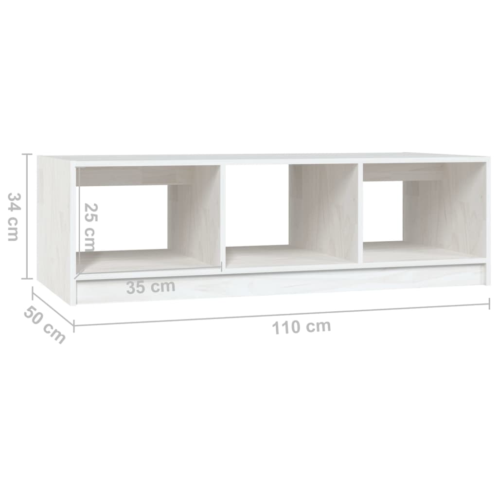 Salongbord 110x50x34 cm heltre furu hvit