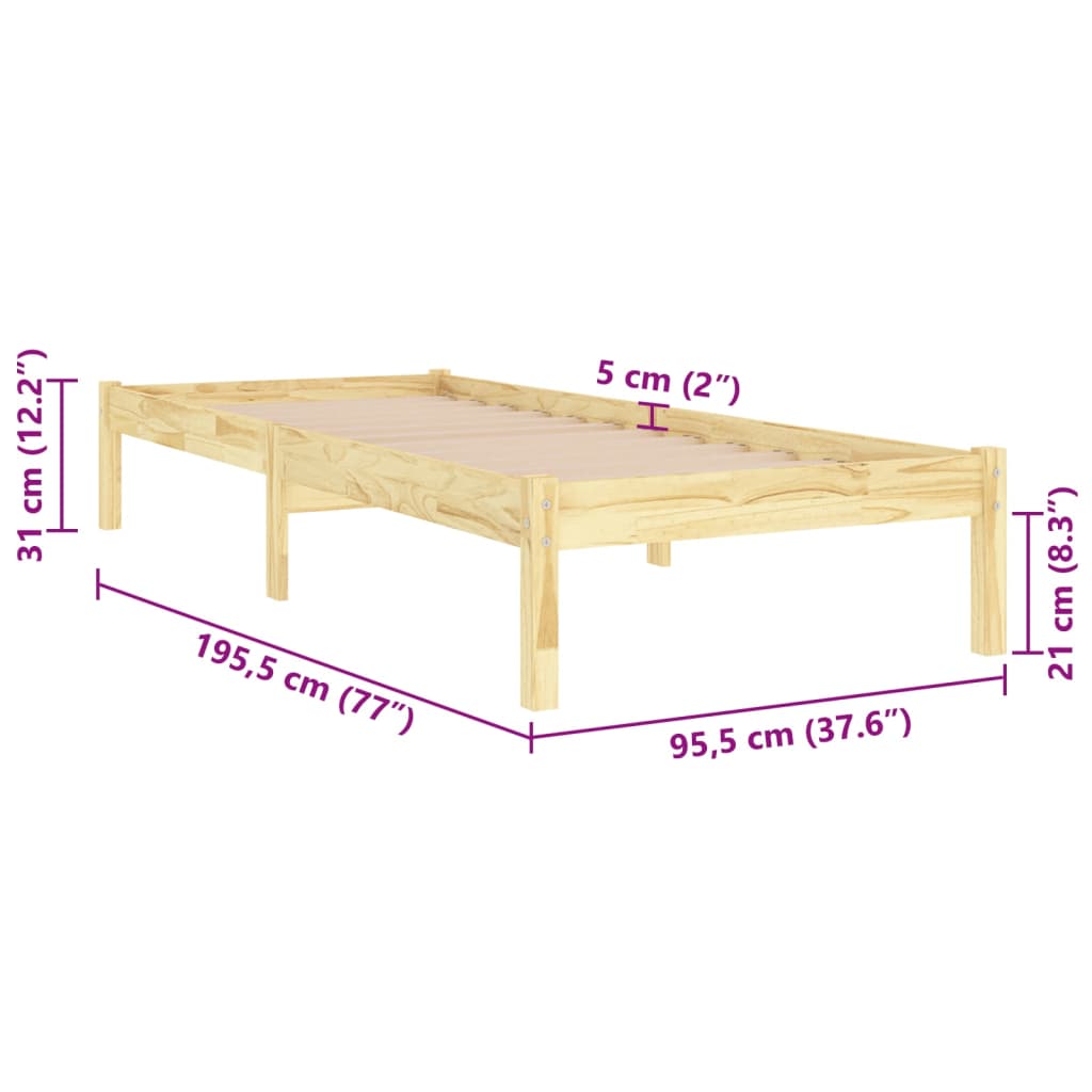 Sengeramme heltre furu 90x190 cm Single