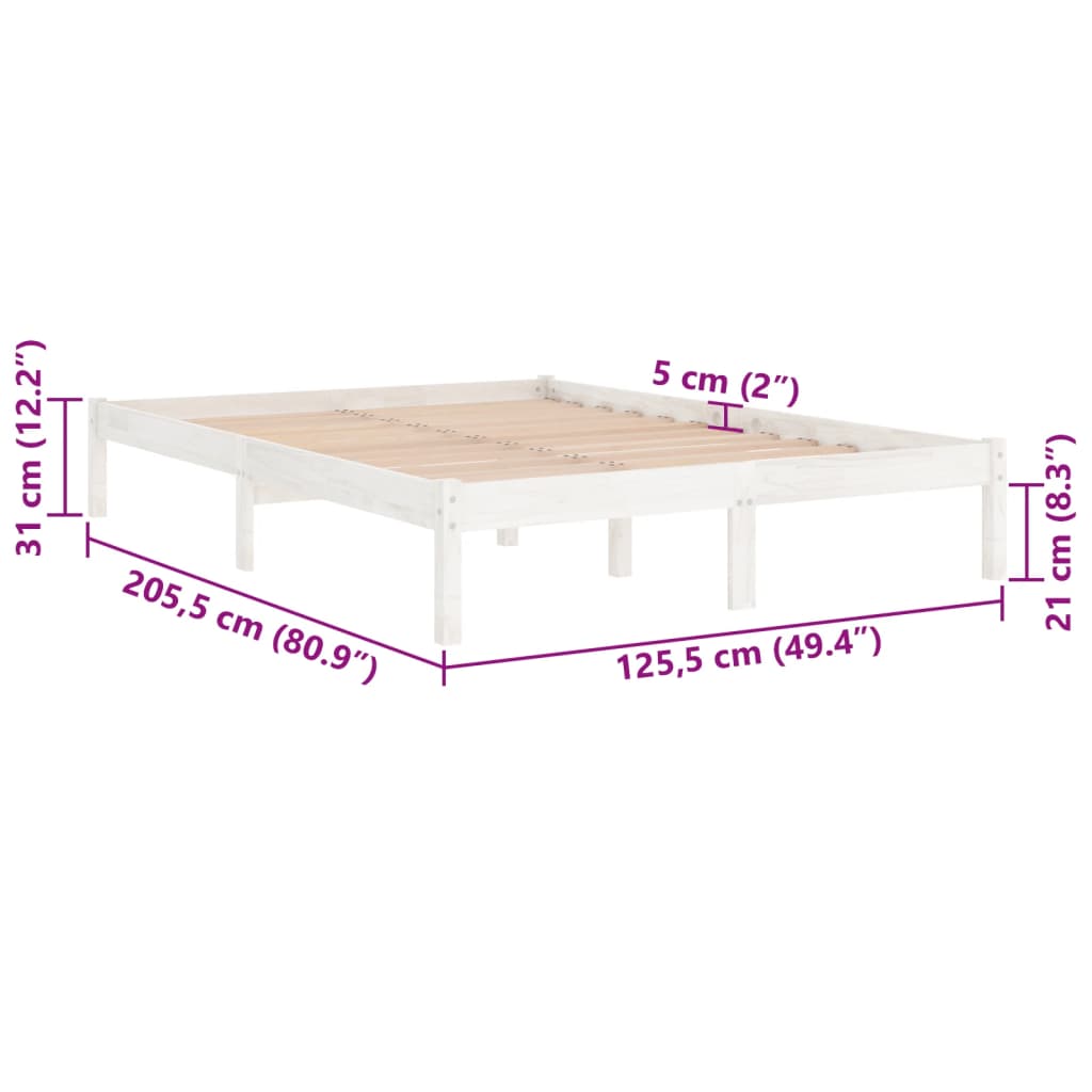 Sengeramme hvit heltre furu 120x200 cm