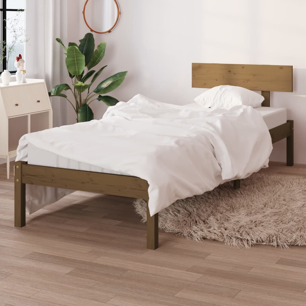 Sengeramme honningbrun heltre furu 90x190 cm Single