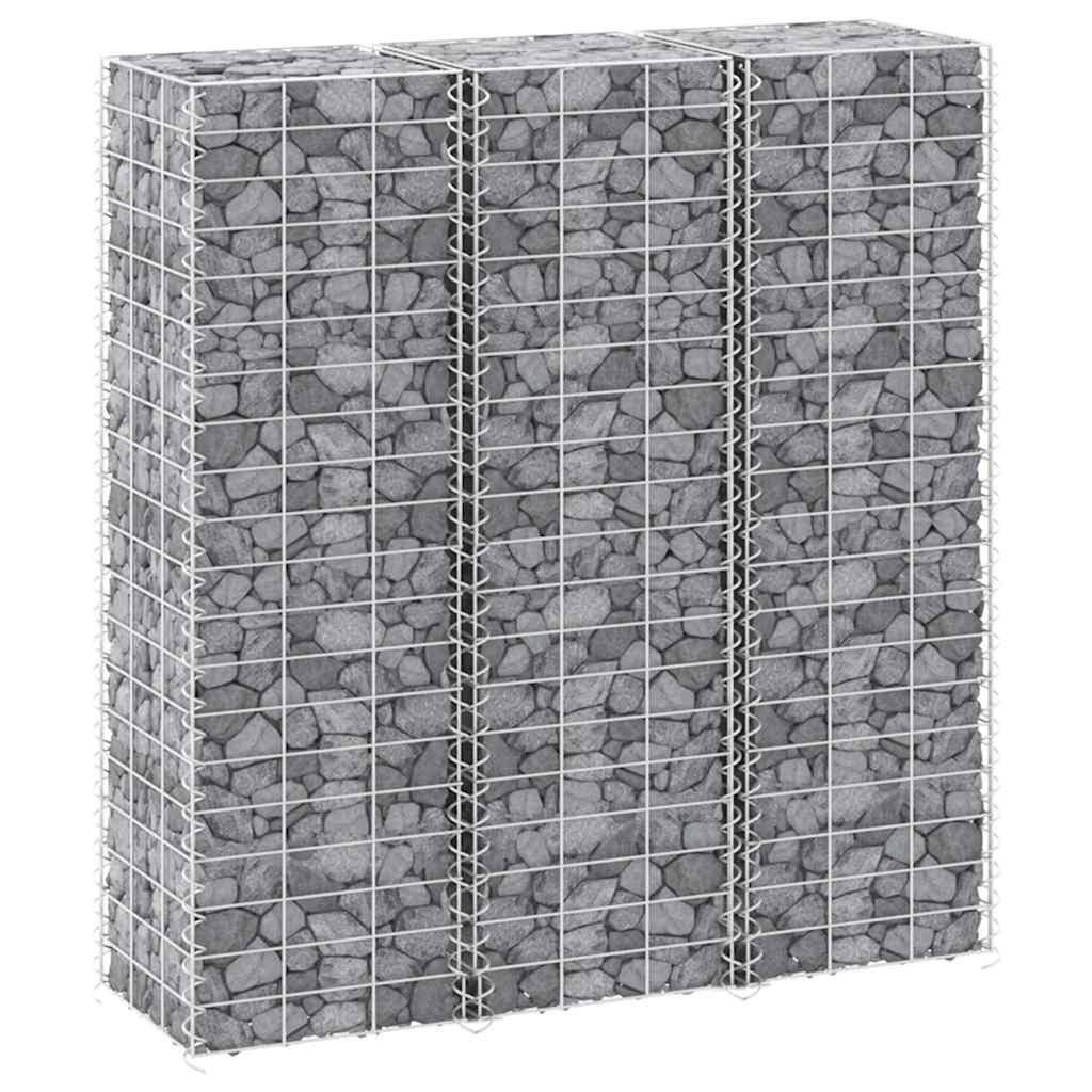 idaXL Gabion høybed 3 stk 30x30x100 cm jern vidaXL