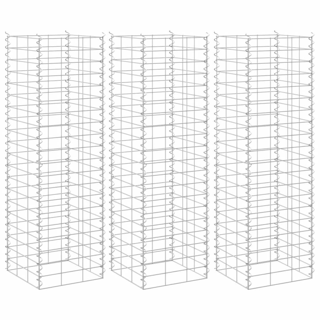 idaXL Gabion høybed 3 stk 30x30x100 cm jern vidaXL