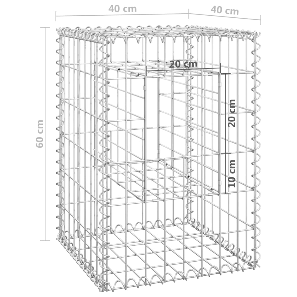 Gabionstolper 2 stk 40x40x60 cm jern