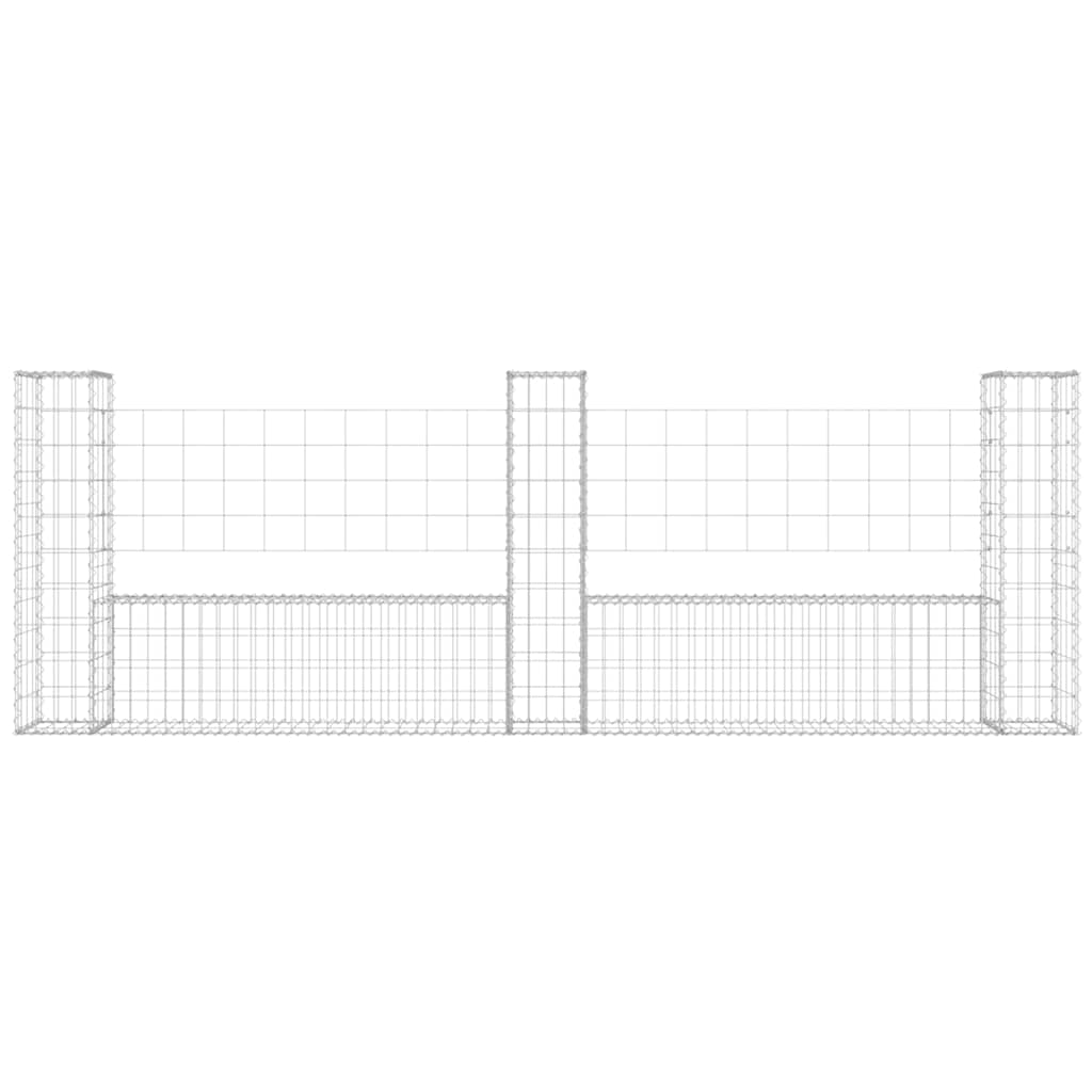 Gabionkurv u-formet med 3 stolper jern 260x20x100 cm vidaXL