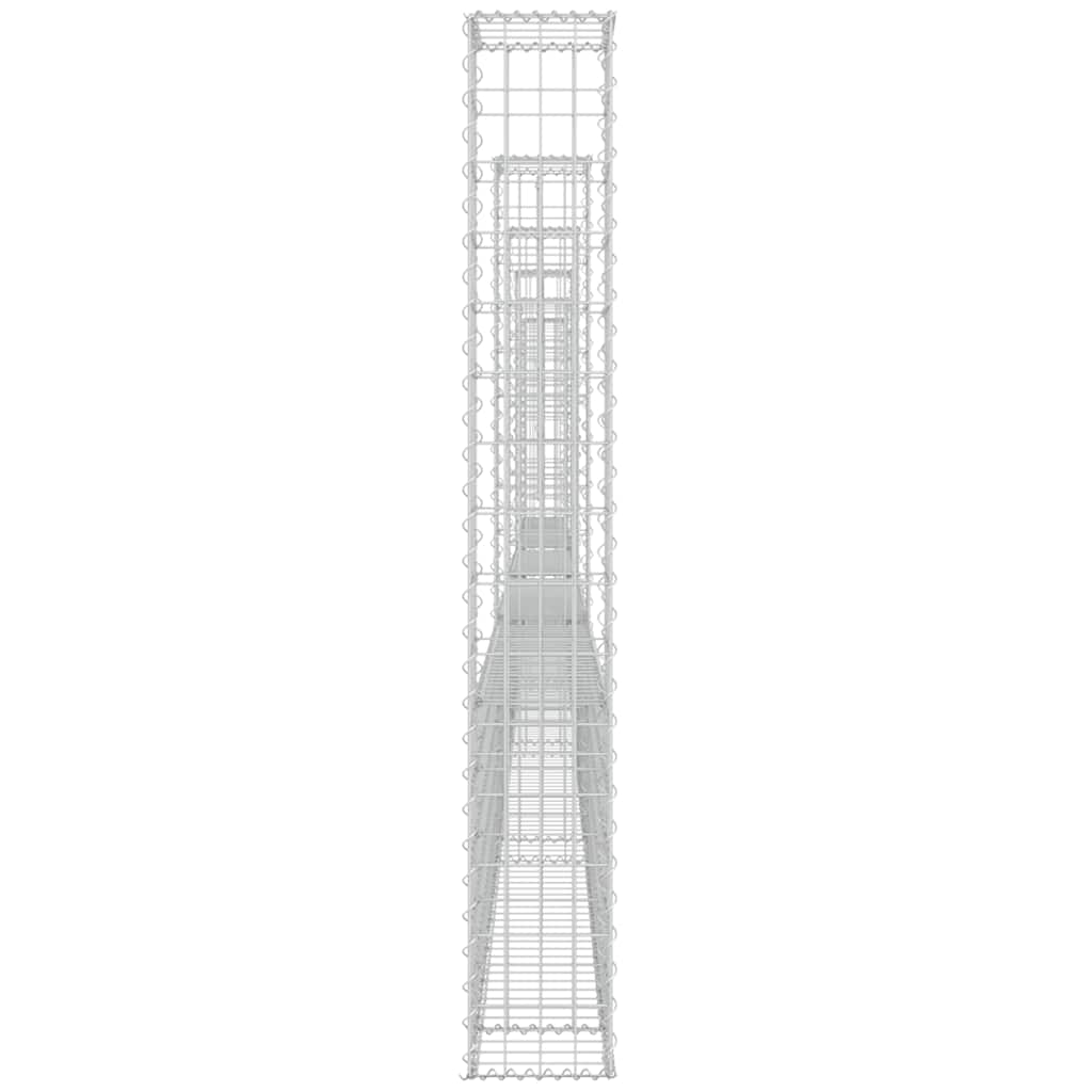 Gabionkurv u-formet med 6 stolper 620x20x150 cm jern