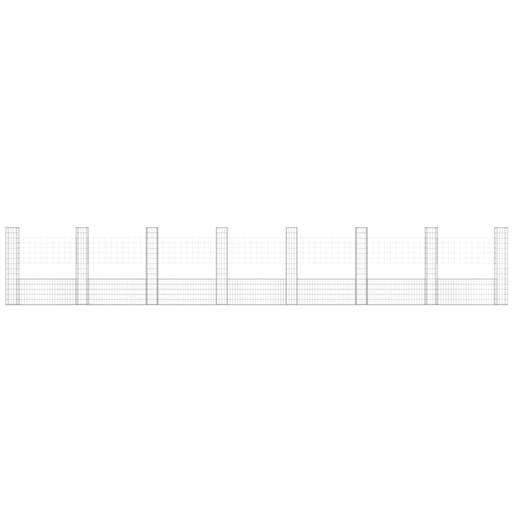 Gabionkurv u-formet med 8 stolper jern 860x20x150 cm