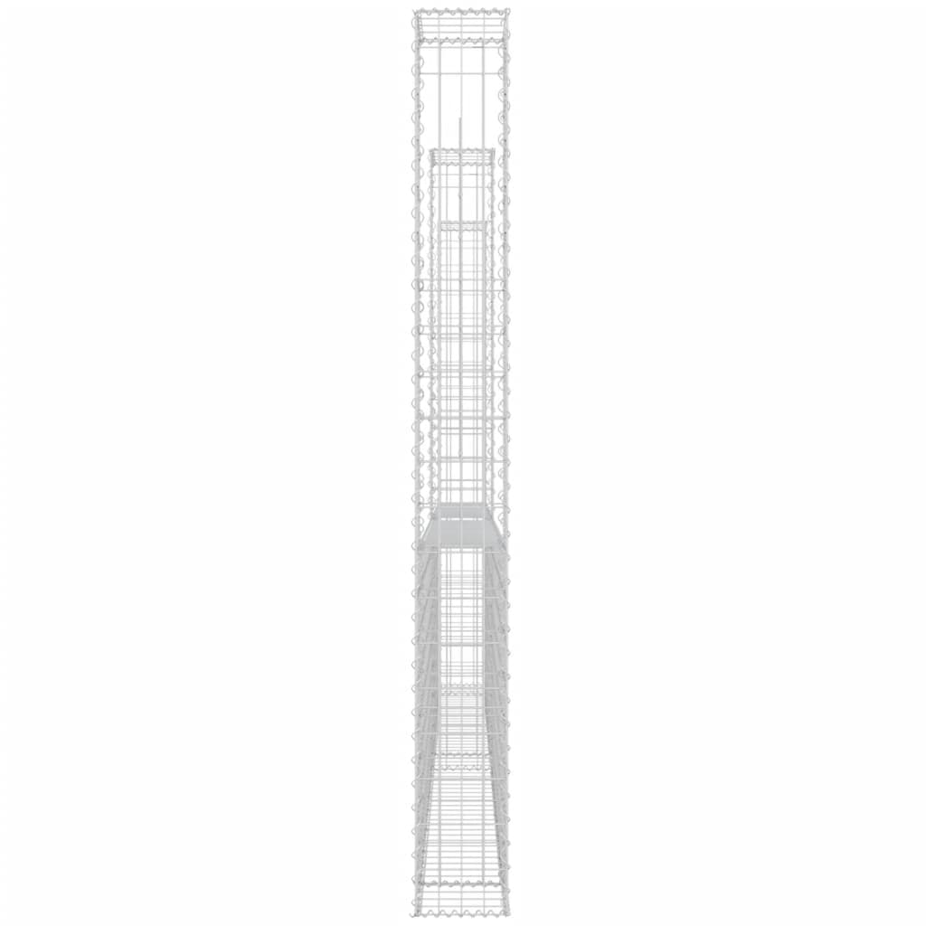 Gabionkurv u-formet med 2 stolper jern 140x20x200 cm