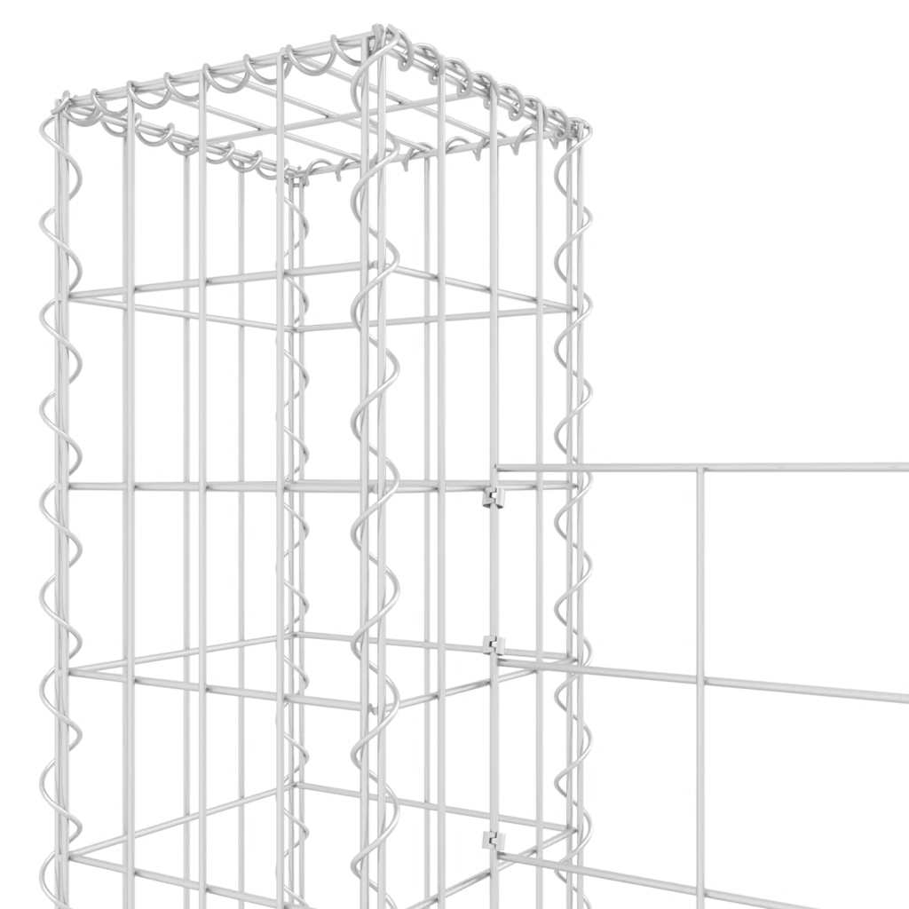 Gabionkurv u-formet med 4 stolper jern 380x20x200 cm vidaXL