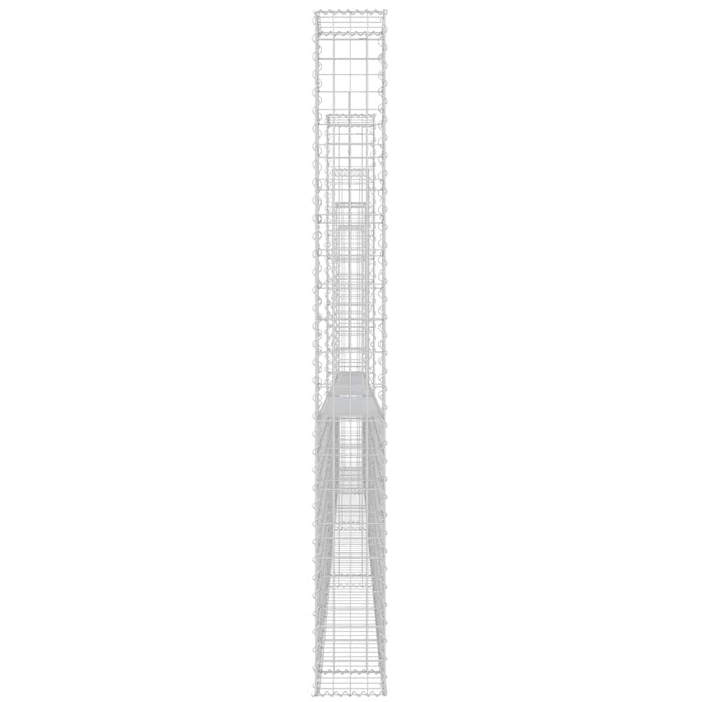 Gabionkurv u-formet med 6 stolper jern 620x20x200 cm