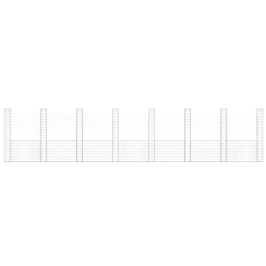 Gabionkurv u-formet med 8 stolper jern 860x20x200 cm