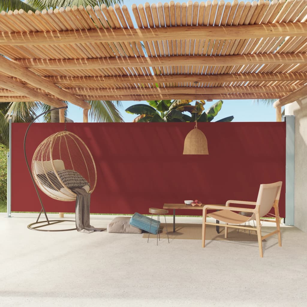 Uttrekkbar sidemarkise 180x600 cm rød